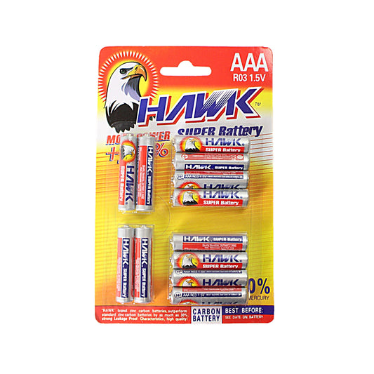 12Pack Hawk Super Battery AAA 15V Carbon Batteries for LongLasting Power