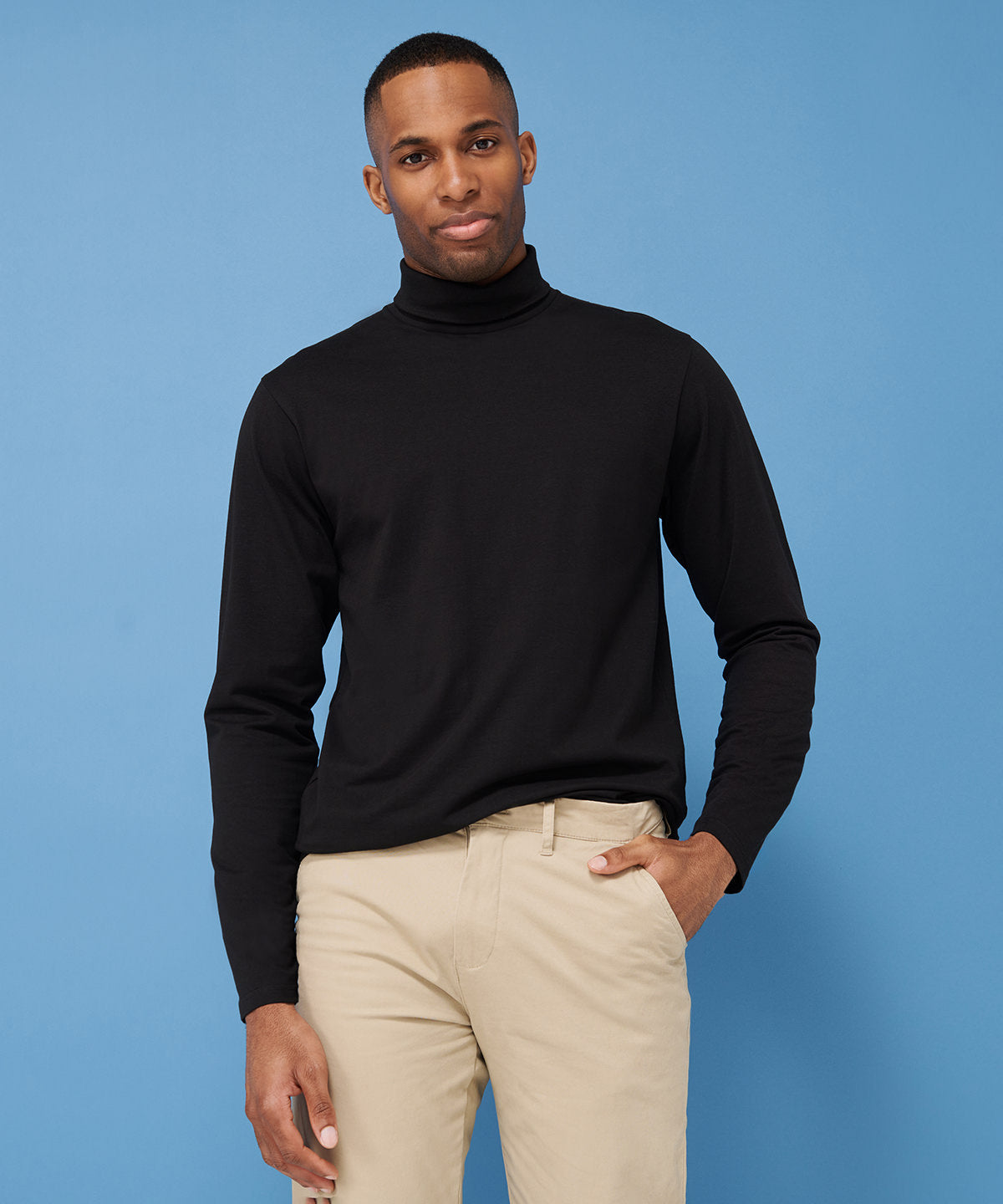 Mens Henbury RollNeck Sweatshirt Long Sleeve Knitwear Top
