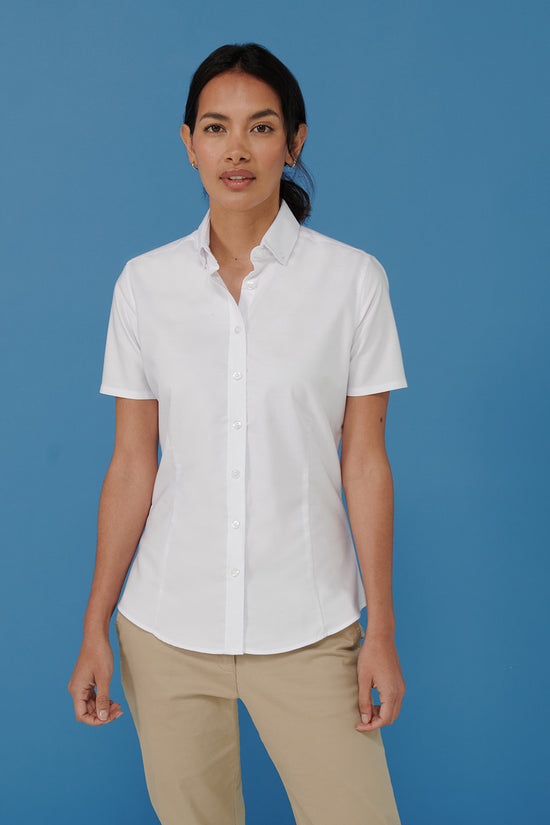 Henbury Womens Short Sleeve Oxford Shirt WrinkleResistant