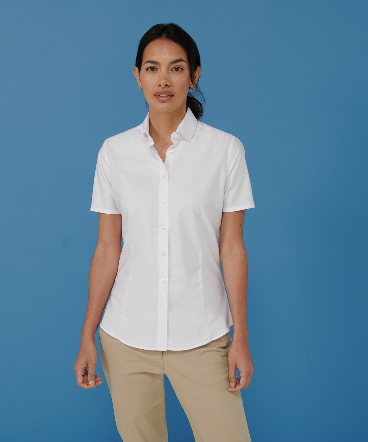 Henbury Womens Short Sleeve Oxford Shirt WrinkleResistant