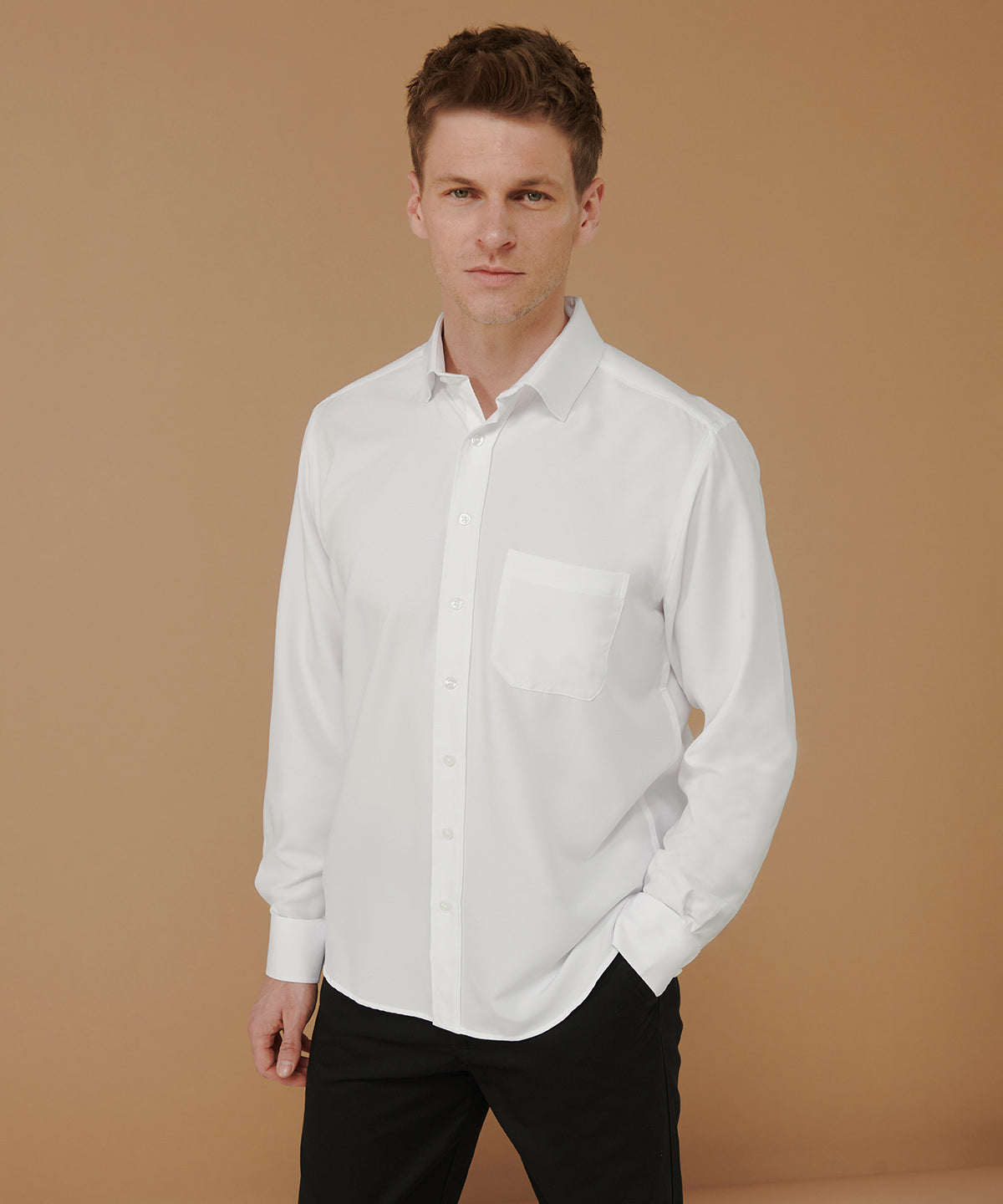 Henbury Wicking Antibacterial Long Sleeve Shirt Male Plus Sizes
