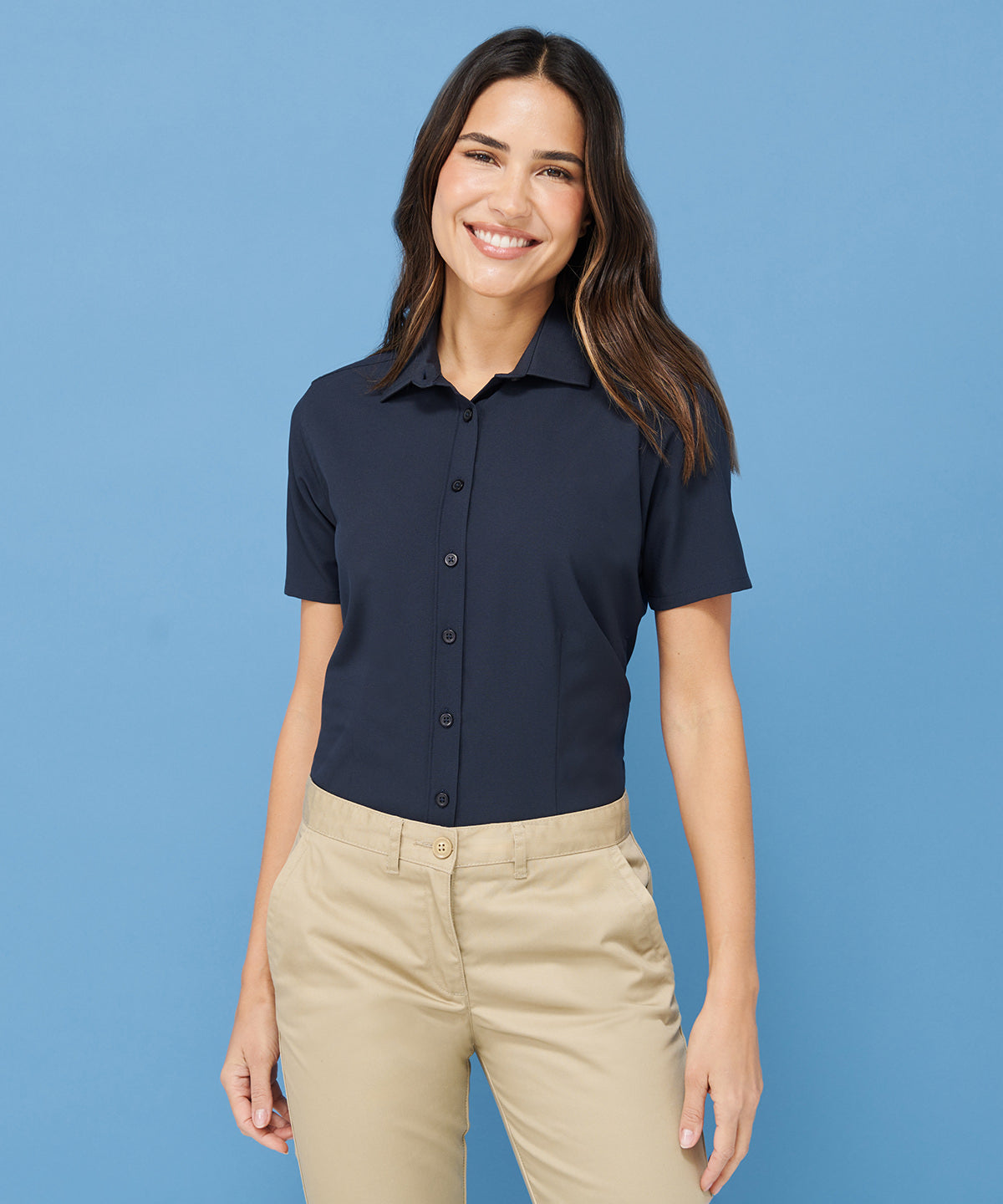 Henbury Womens Antibacterial Wicking Short Sleeve Shirt