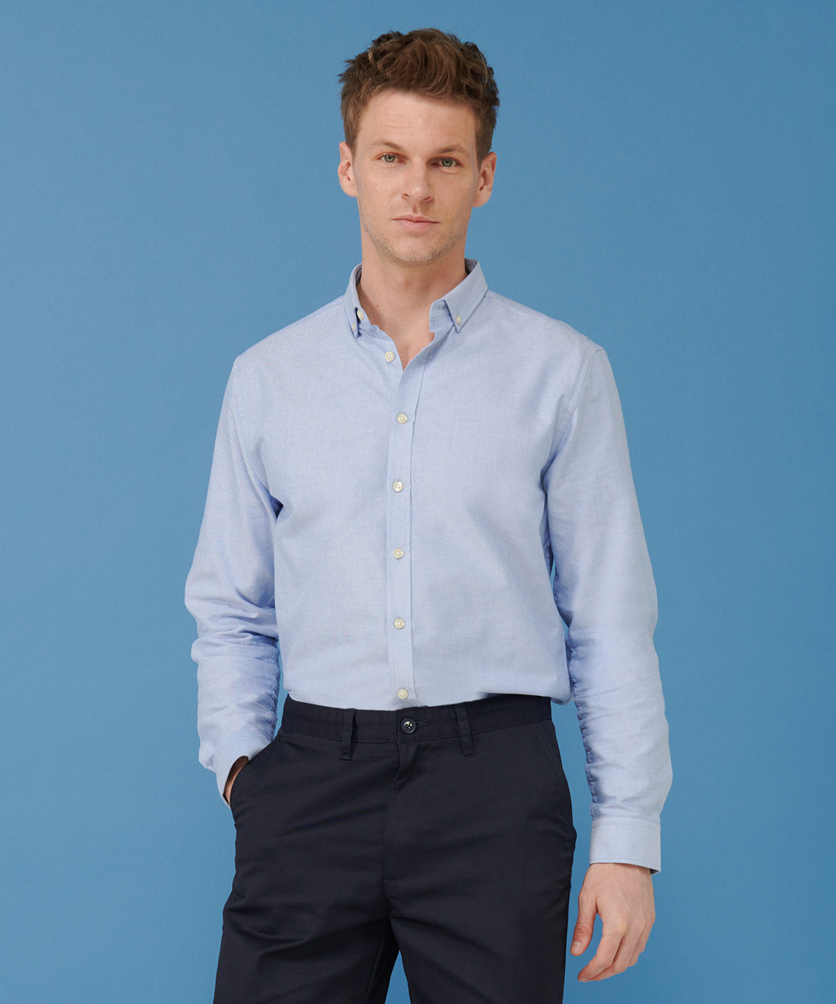 Henbury Mens Flat Front Chino Trousers Plus Size Tailored Fit