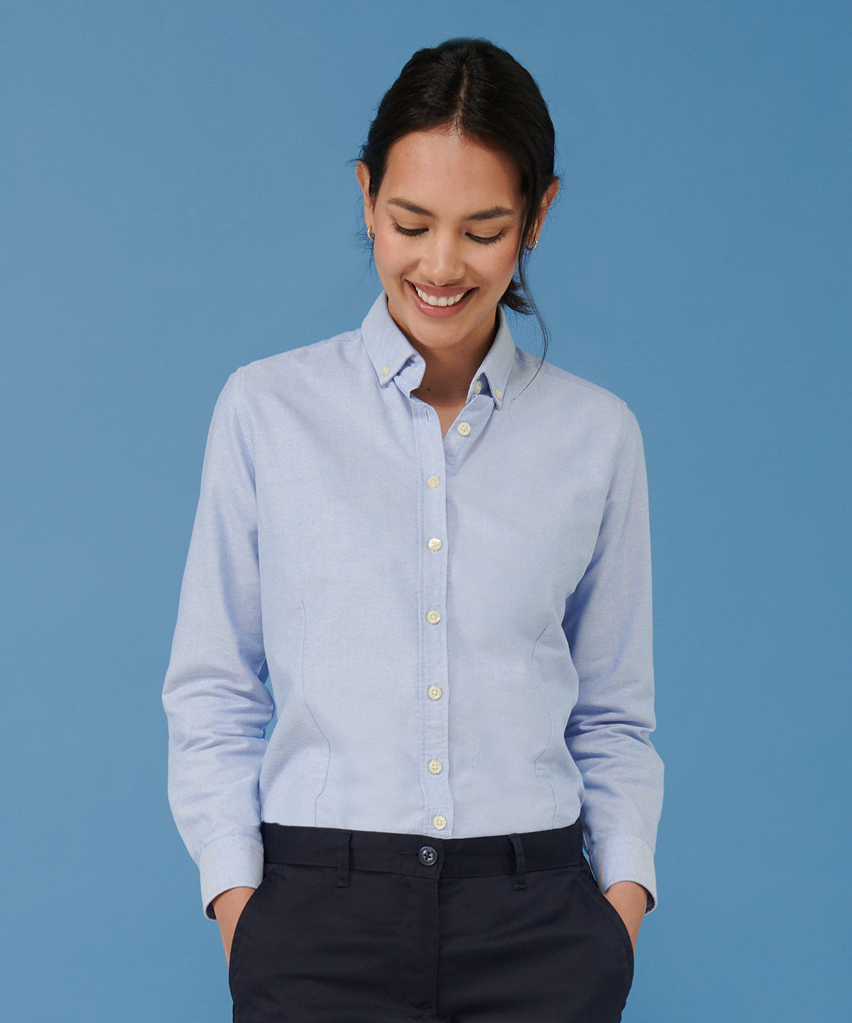 Henbury Womens Flat Front Chino Trousers Plus Sizes