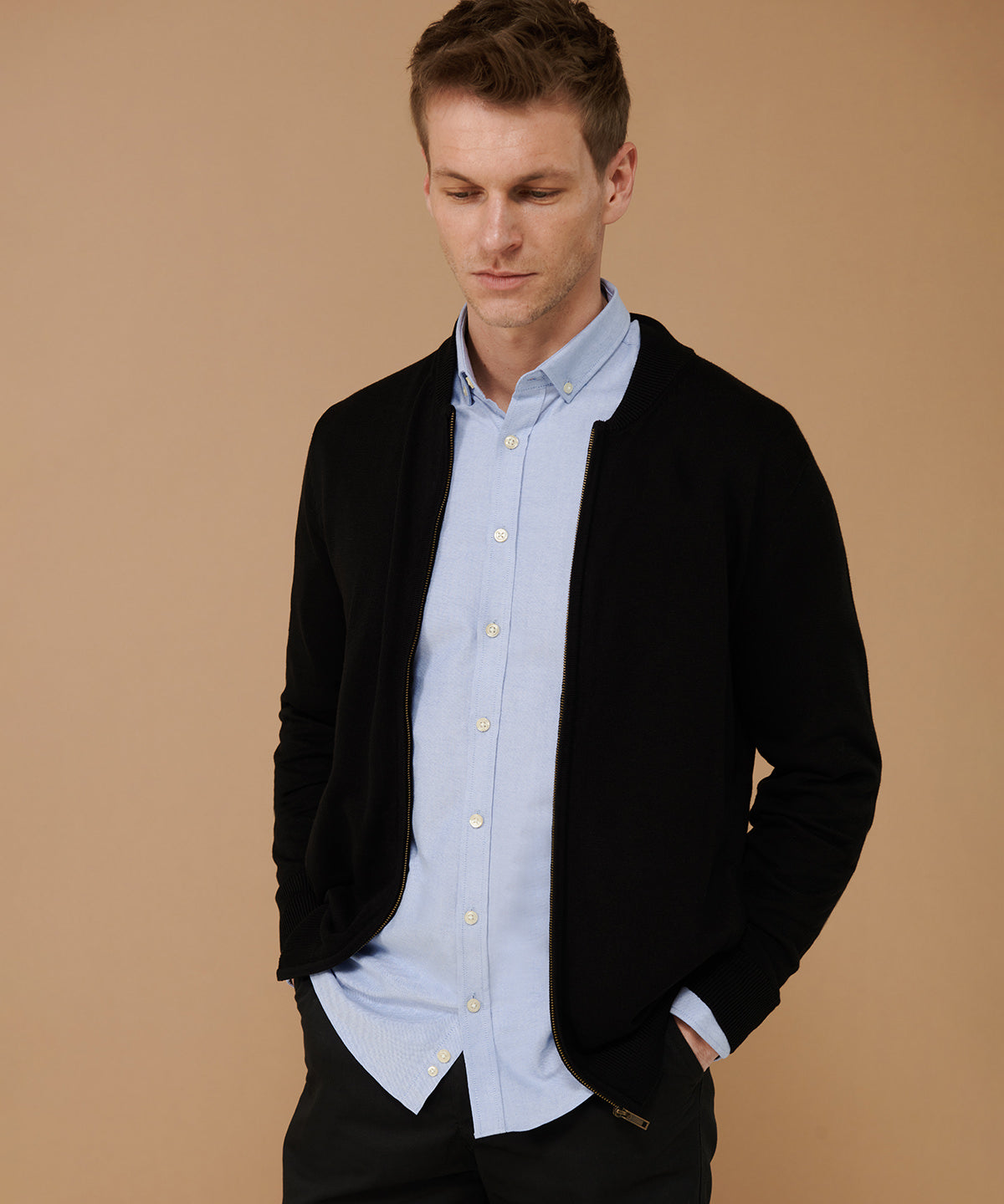 Henbury Unisex ZipThrough Bomber Jacket with Welt Pockets