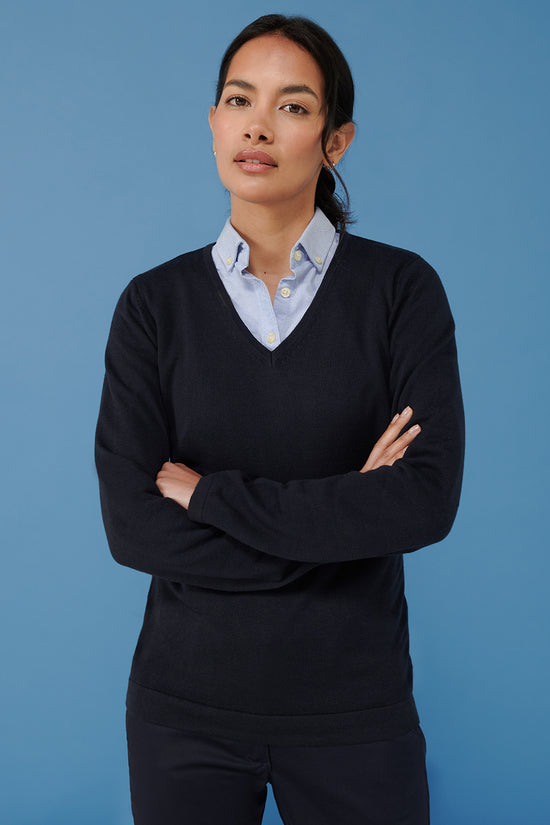 Henbury Womens 12 Gauge VNeck Jumper