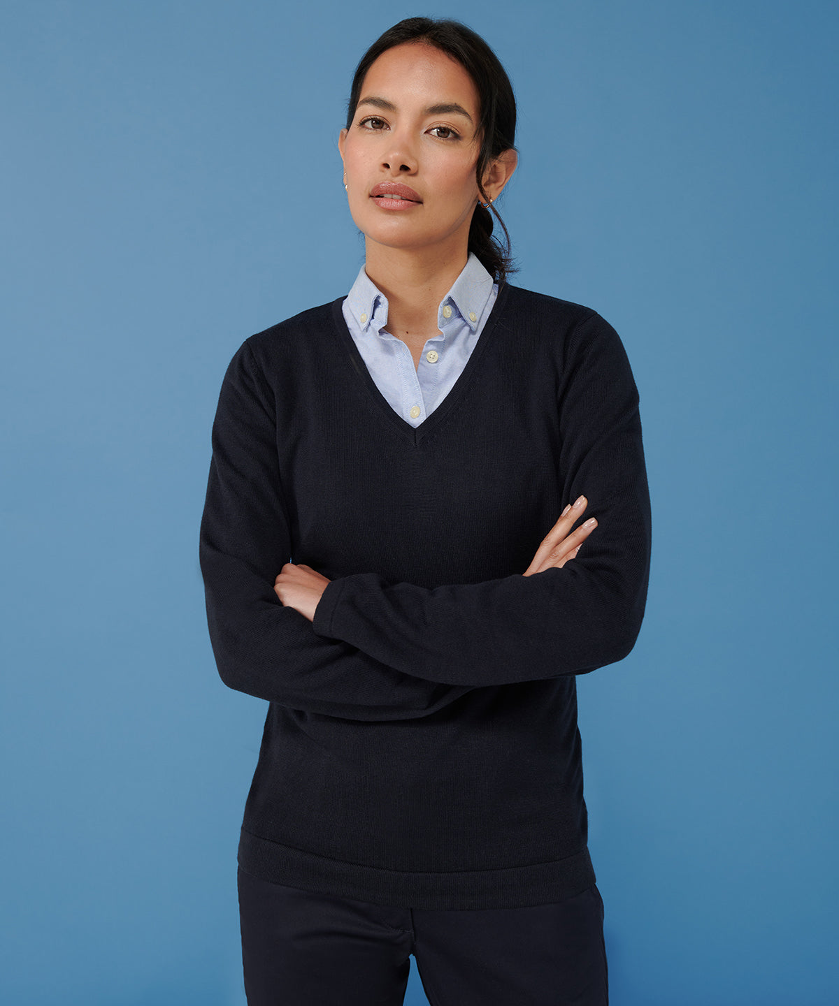 Henbury Womens 12 Gauge VNeck Jumper