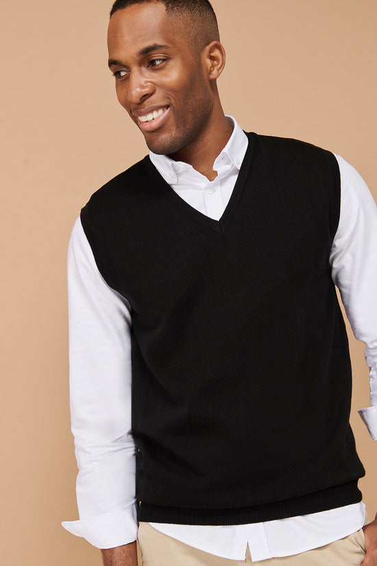 Henbury Sleeveless VNeck Jumper for Men in Plus Sizes