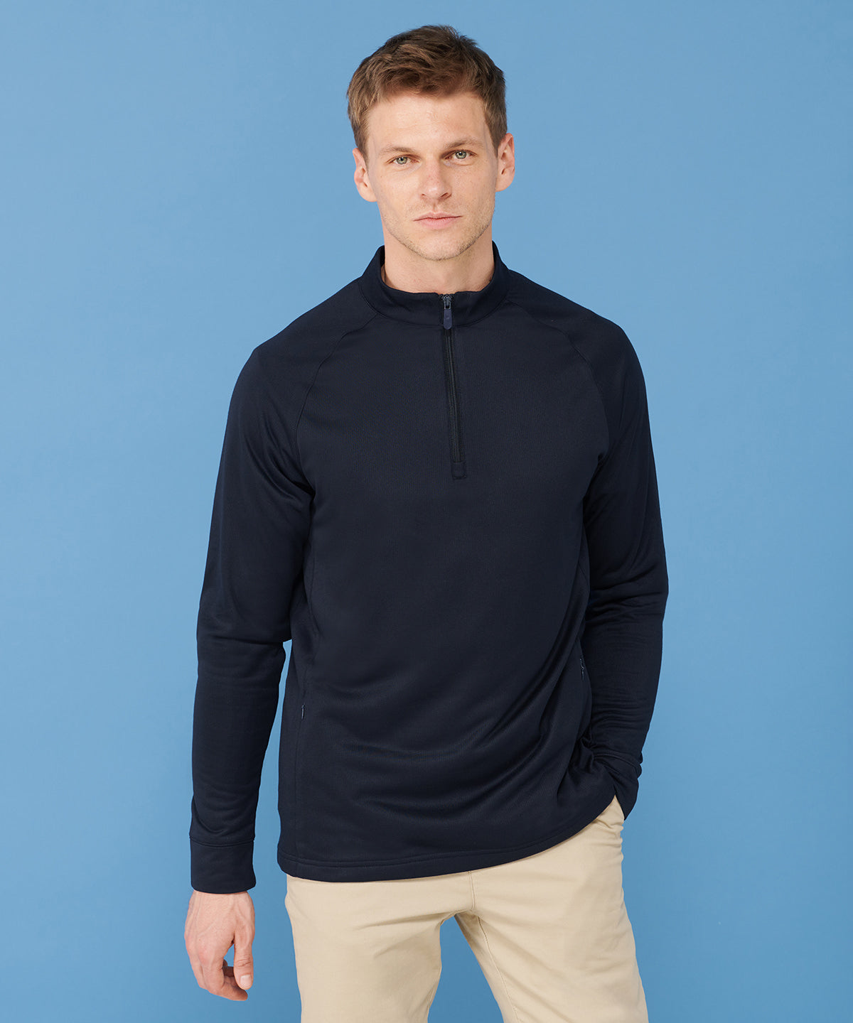 Henbury Mens QuarterZip Sweatshirt with Wicking Finish