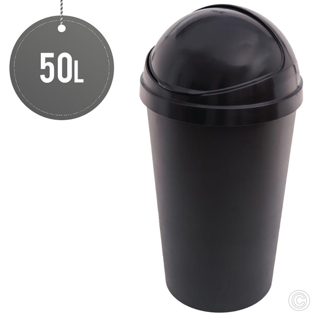 50L HDR Bullet Bin with Sliding Lid in Sleek Black Finish