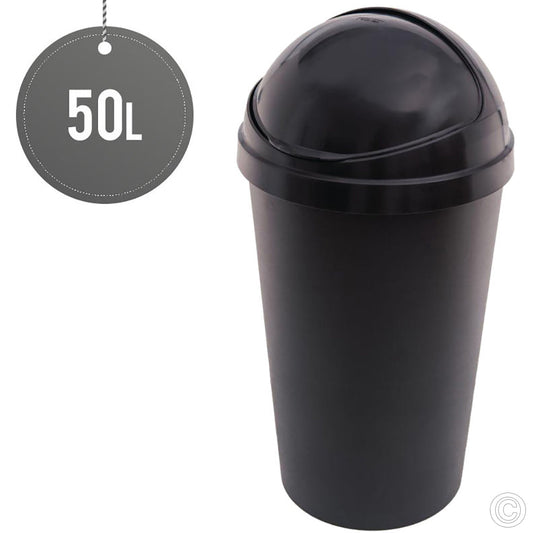 50L HDR Bullet Bin with Sliding Lid in Sleek Black Finish