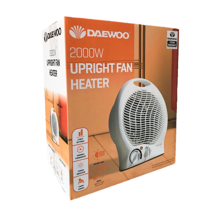 Daewoo 2000W White Upright Fan Heater HEA1926