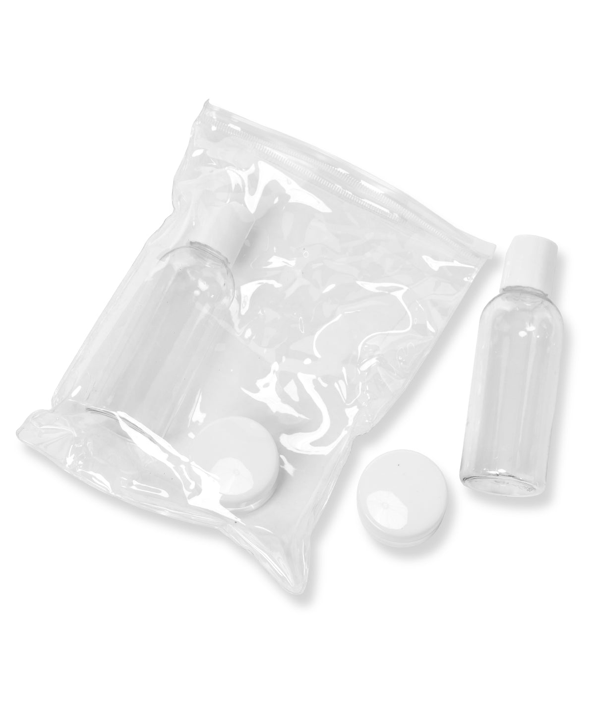 Travel Bottle Kit with Transparent Pouch 4 Reusable Bottles