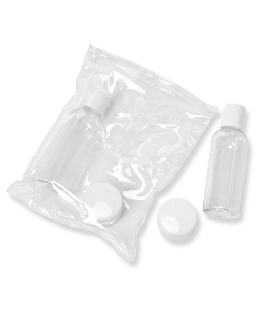 Travel Bottle Kit with Transparent Pouch 4 Reusable Bottles
