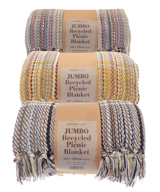Jumbo Recycled Cotton Picnic Blanket EcoFriendly Homeware