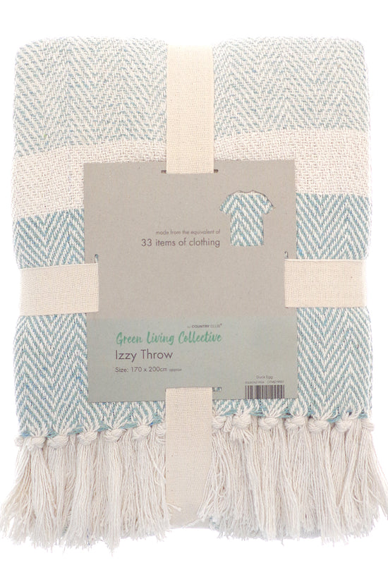 Izzy Herringbone Recycled Throw Blanket EcoFriendly Homewares