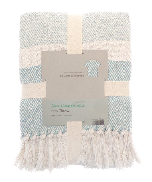 Izzy Herringbone Recycled Throw Blanket EcoFriendly Homewares