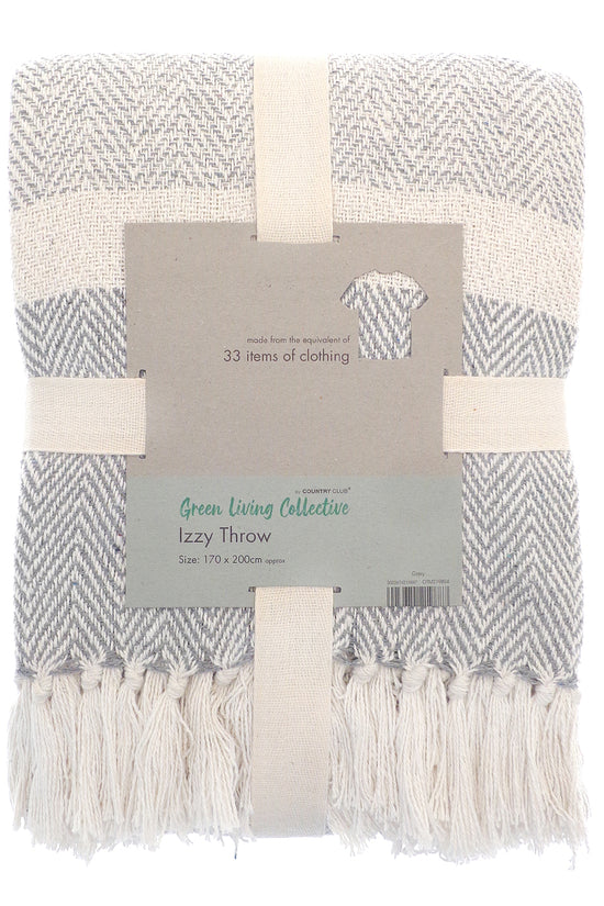 Izzy Herringbone Recycled Throw Blanket EcoFriendly Homewares