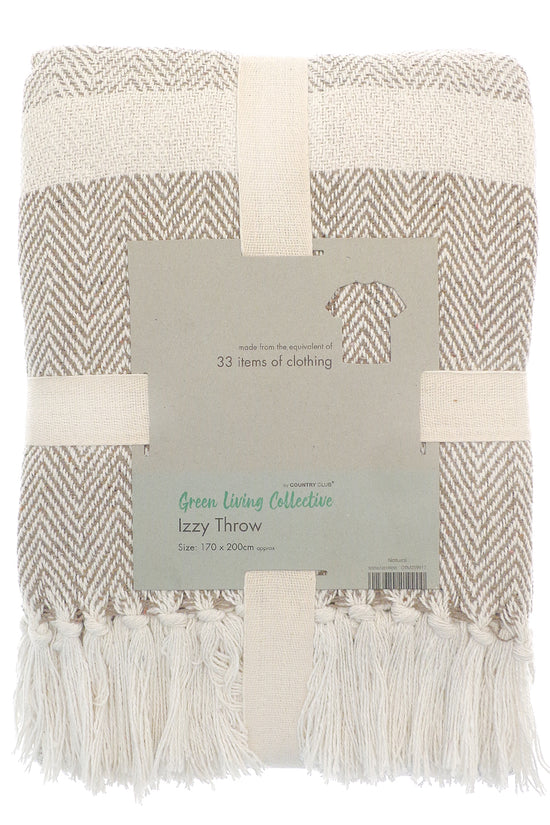 Izzy Herringbone Recycled Throw Blanket EcoFriendly Homewares