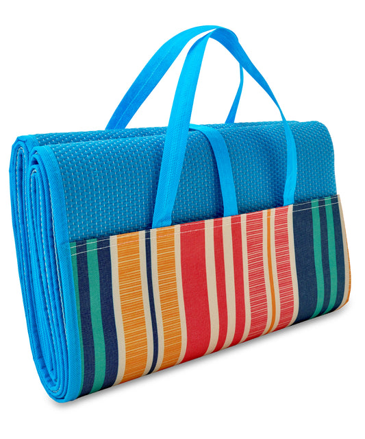 Textured Stripe Fleece Picnic Blanket with Waterproof Backing