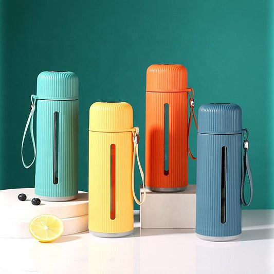 500 ml GlassPlastic Water Bottle Flask with Strap Assorted Colors
