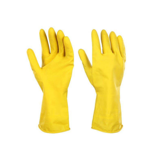 Durable YellowOrange Latex Household Cleaning Gloves Assorted Sizes