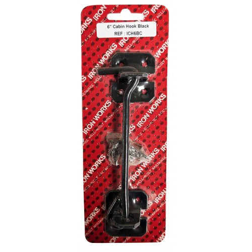 6Inch Black Cabin Hook for Secure Door and Gate Latching