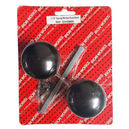 2 14 Black Sprung Mortice Knob Handle Pair