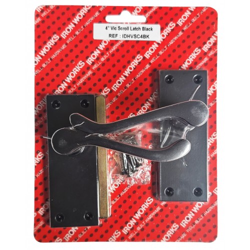 4 Vic Scroll Latch Handle Black Door Handle