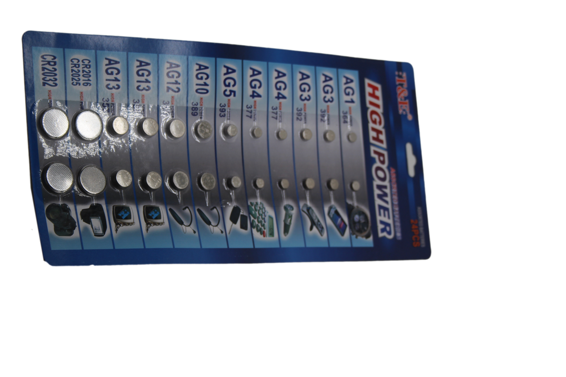 TE 24 Assorted Flat Button Batteries Variety Pack