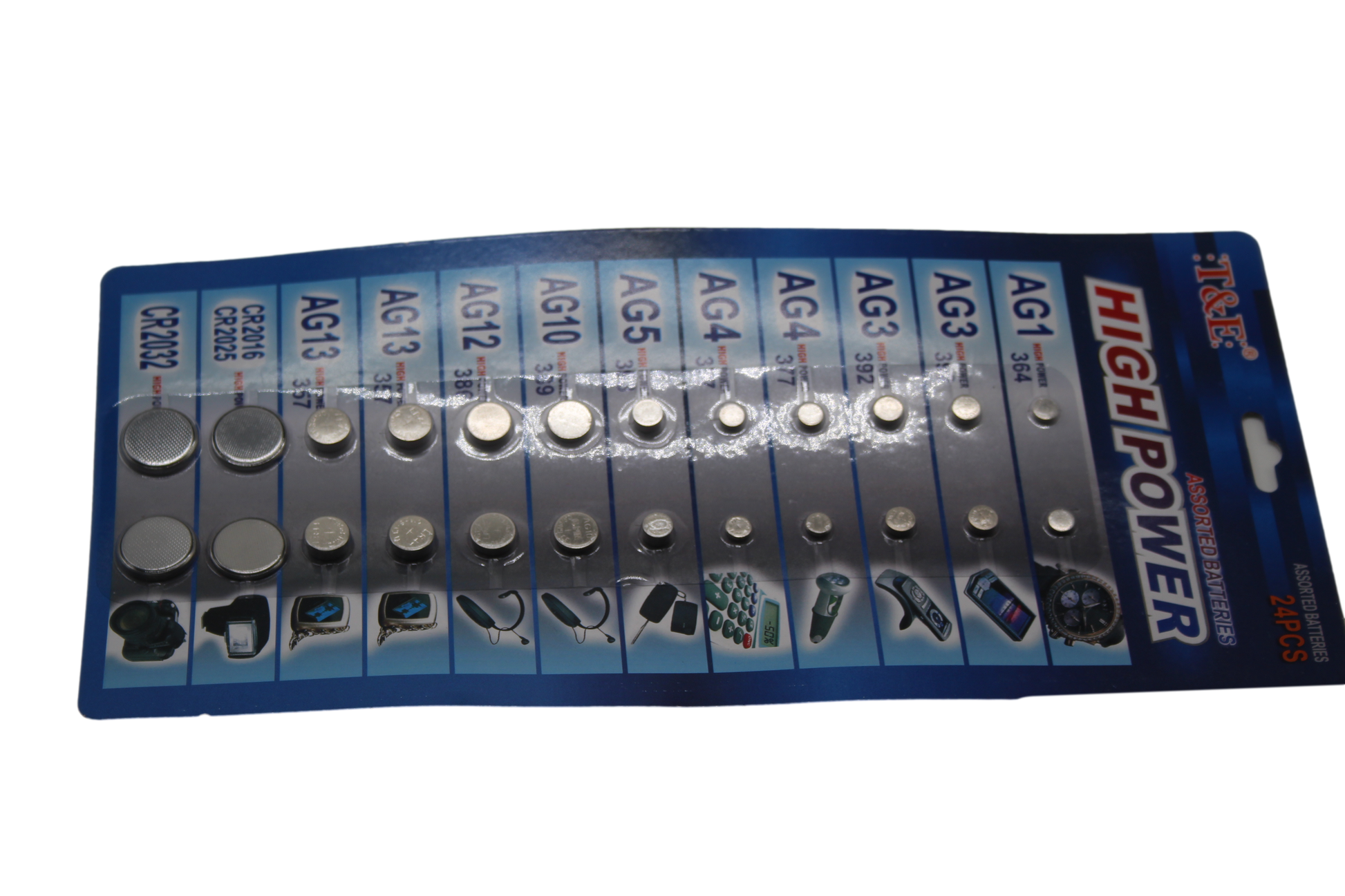 TE 24 Assorted Flat Button Batteries Variety Pack