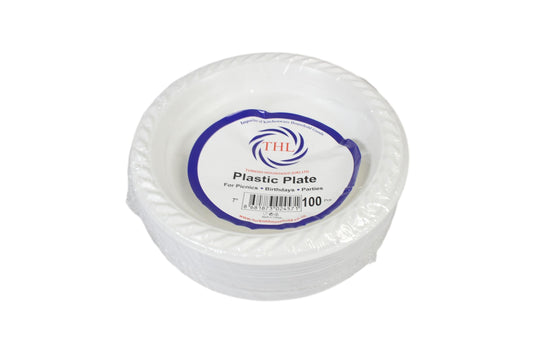 100 White Plastic Plates 7 for Picnics and Parties Pack of 100