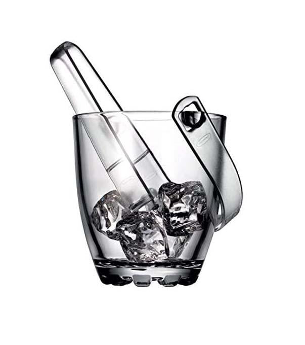 Elegant Glass Ice Bucket Set with Tongs 830ml Capacity