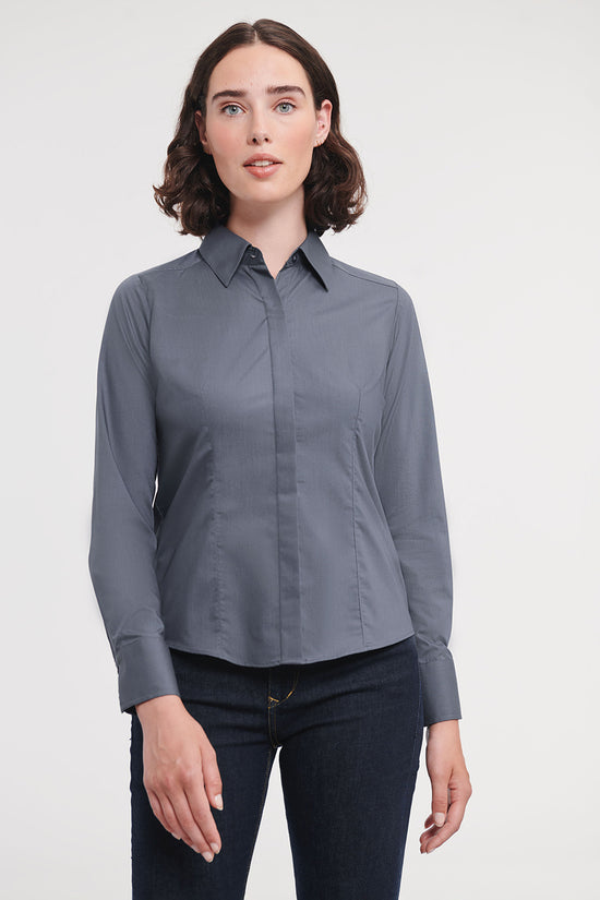Russell Collection Womens Fitted Poplin Shirt