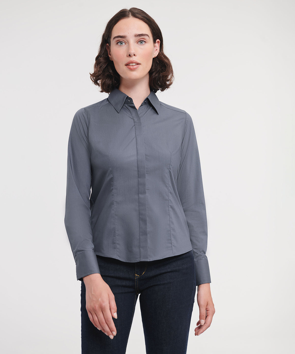 Russell Collection Womens Fitted Poplin Shirt