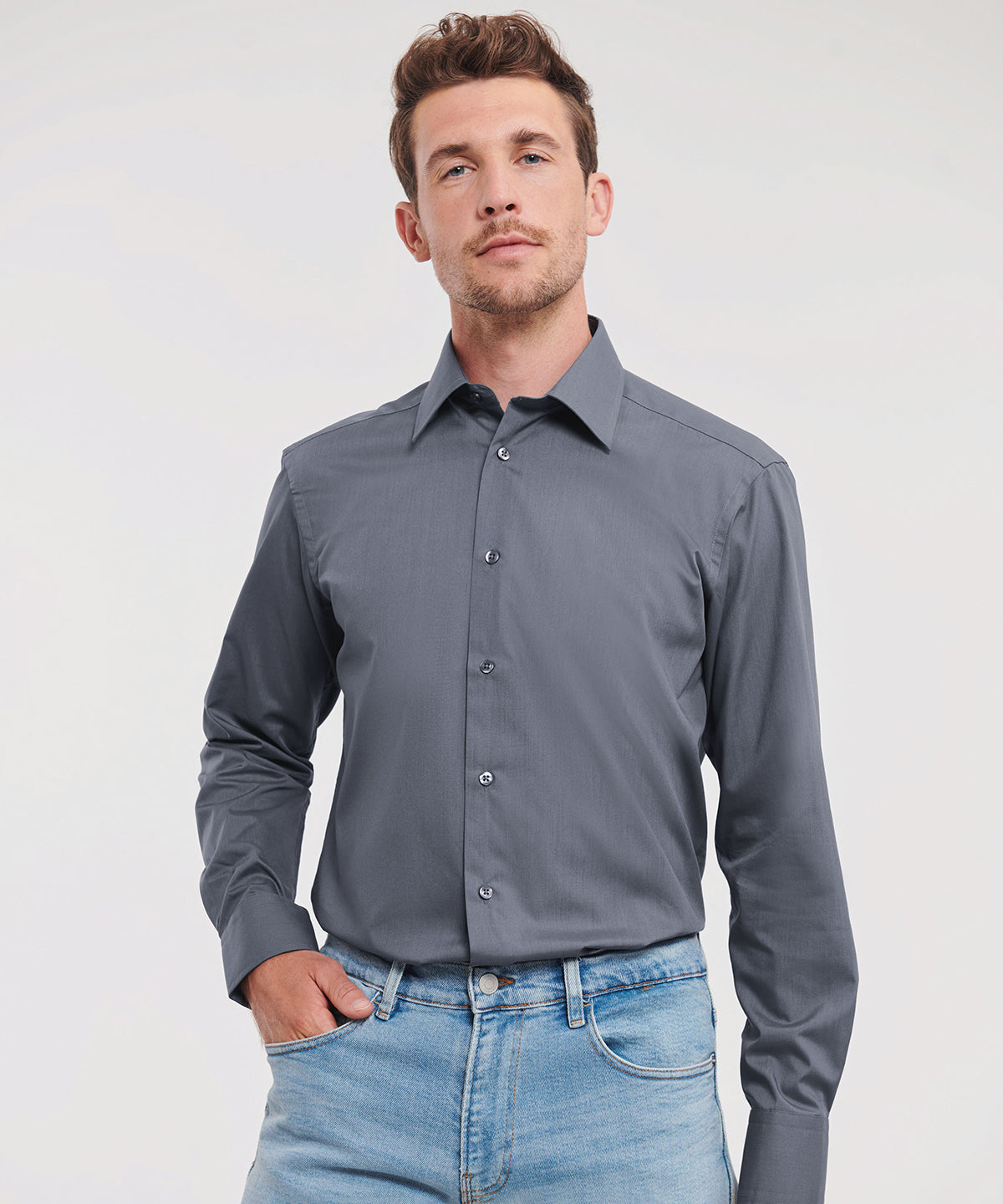 Russell Collection Long Sleeve Polycotton Poplin Shirt