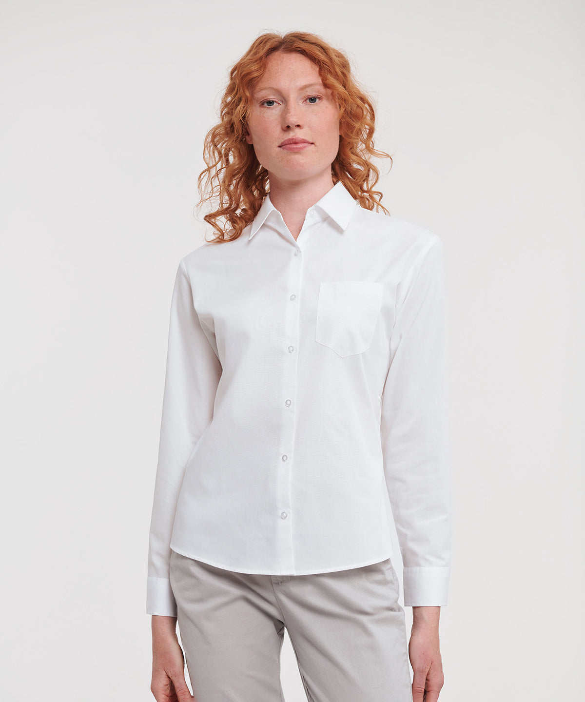 Russell Collection Womens Long Sleeve Cotton Poplin Shirt