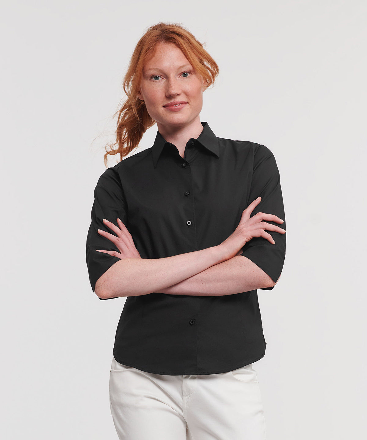 Russell Collection Womens Fitted Shirt with 34 Sleeve