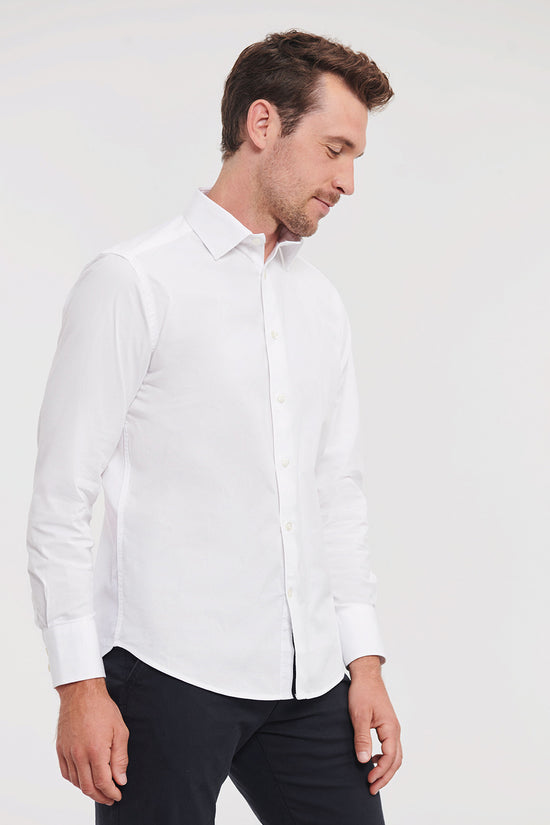 Russell Collection Long Sleeve Fitted Shirt for Men Plus Size