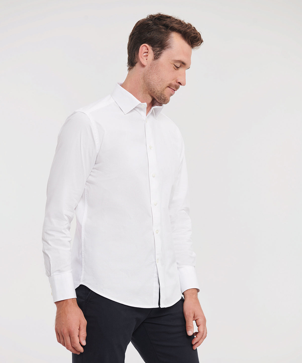 Russell Collection Long Sleeve Fitted Shirt for Men Plus Size