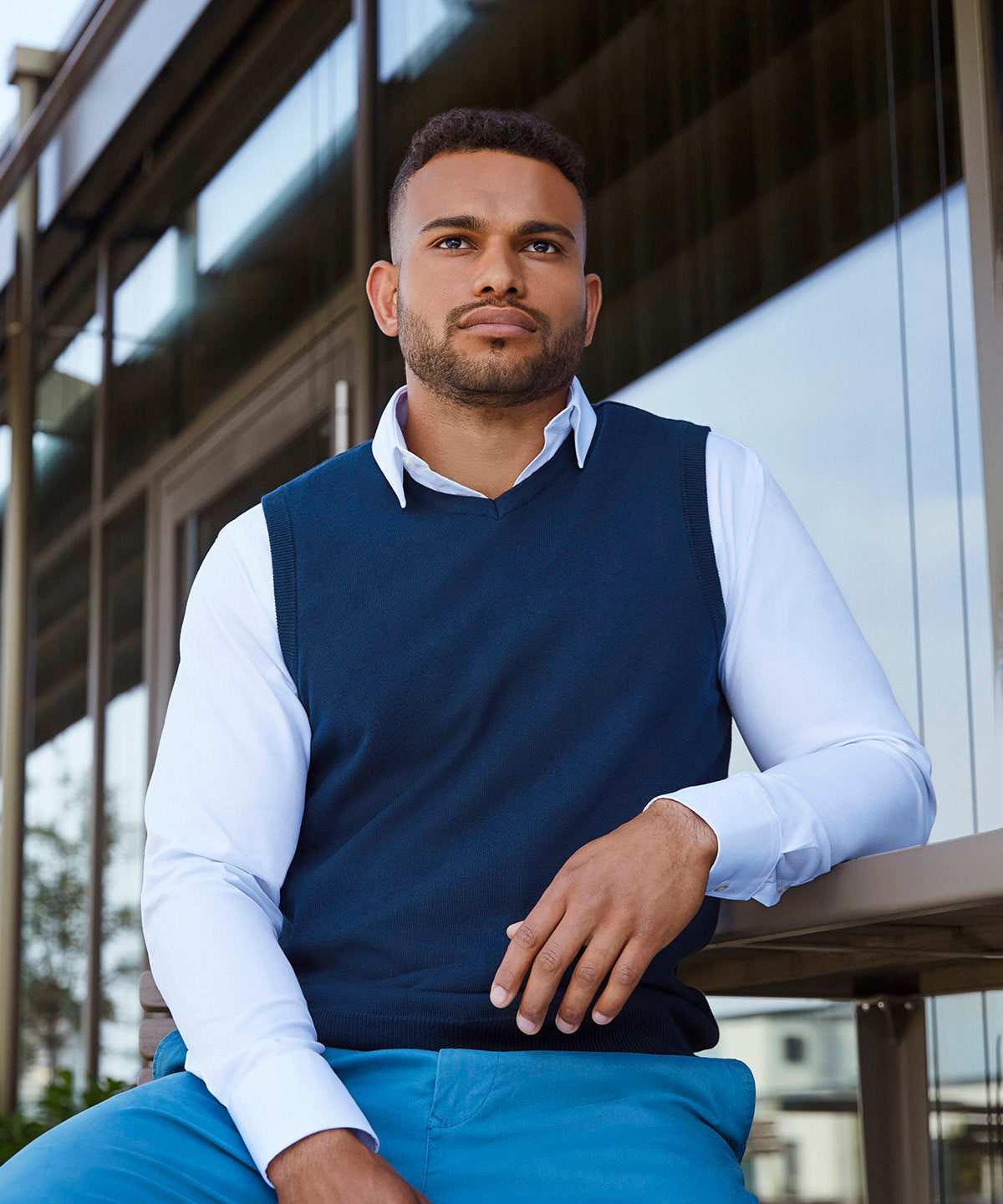 Russell Collection Herringbone Shirt for Men in Plus Sizes