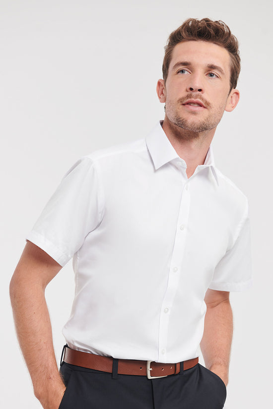 Mens Short Sleeve Herringbone Shirt Plus Sizes