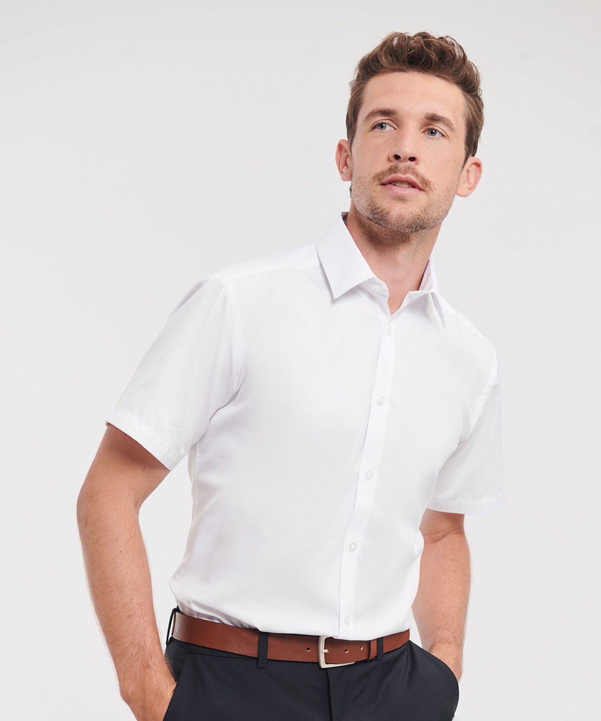 Mens Short Sleeve Herringbone Shirt Plus Sizes