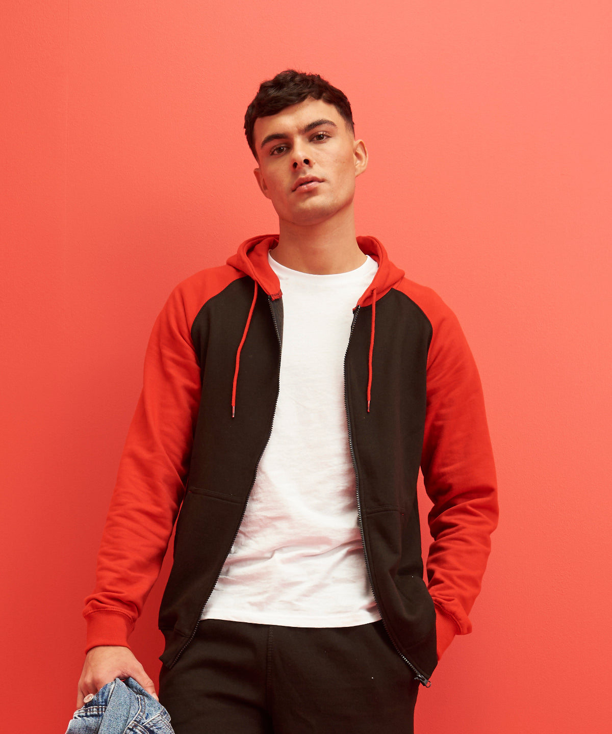 AWDis Baseball Zoodie Hoodie Mens Streetwear