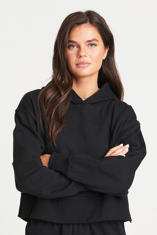 Relaxed Fit Womens Hoodie with Vent Details
