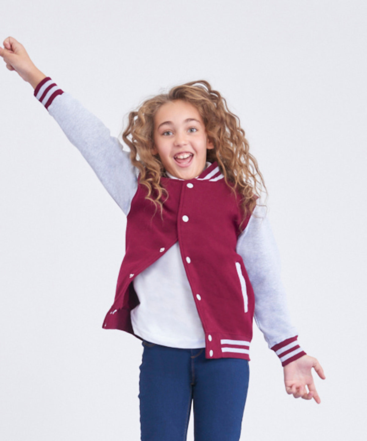 Kids Varsity Jacket with Contrast Sleeves Pockets