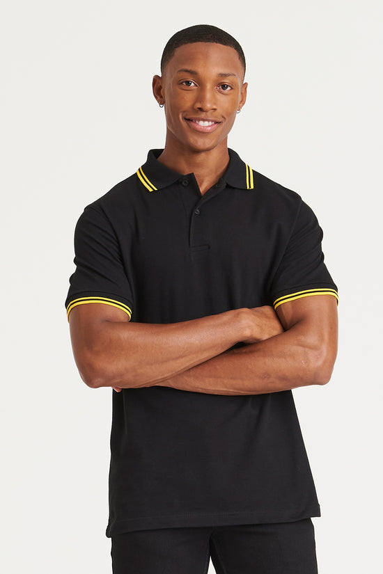 Contrast Tipped Stretch Polo Shirt for Men