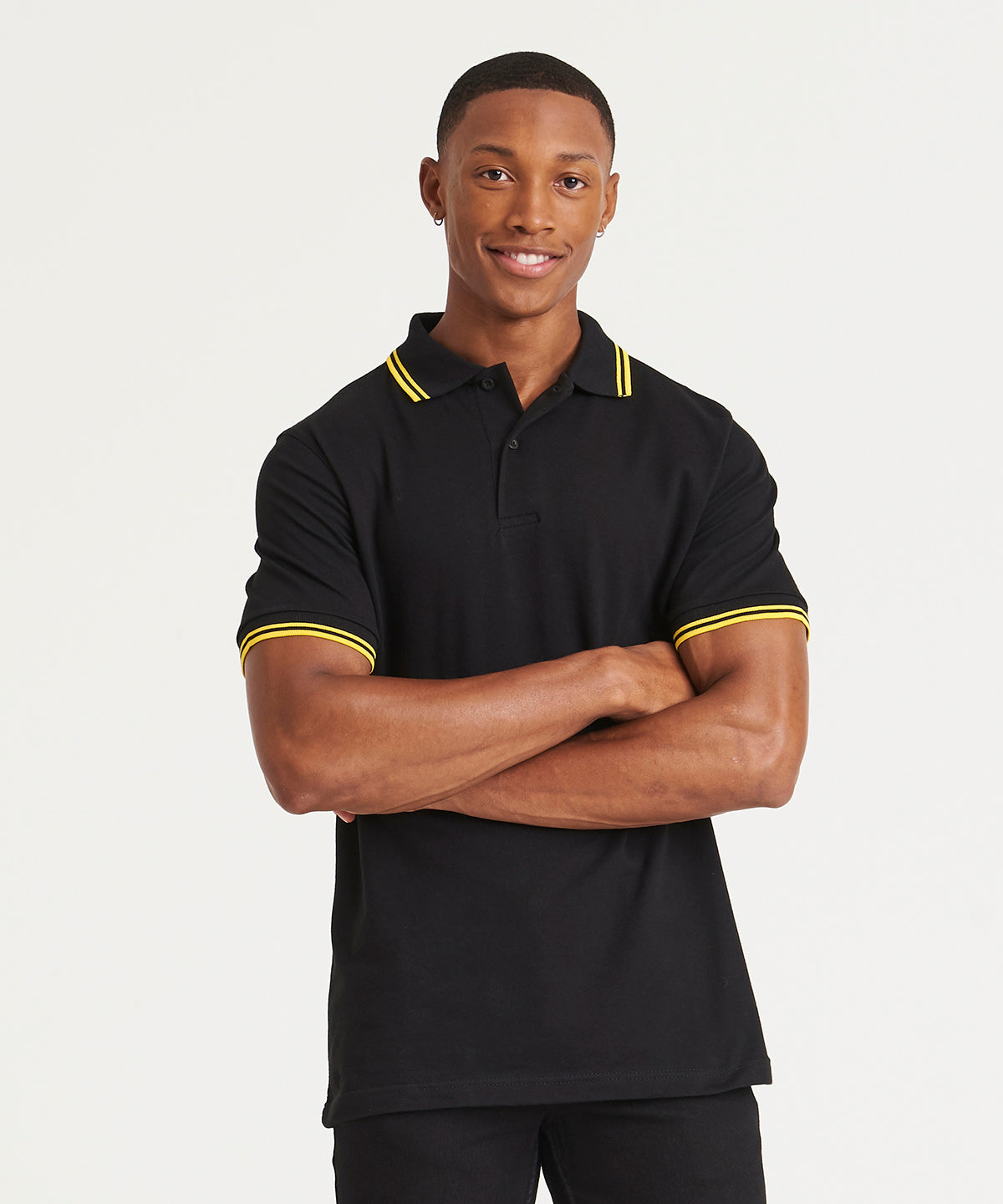 Contrast Tipped Stretch Polo Shirt for Men