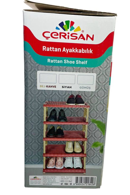 5Tier Rattan Eco Plastic Shoe Storage Rack Organize Your Footwear Efficiently
