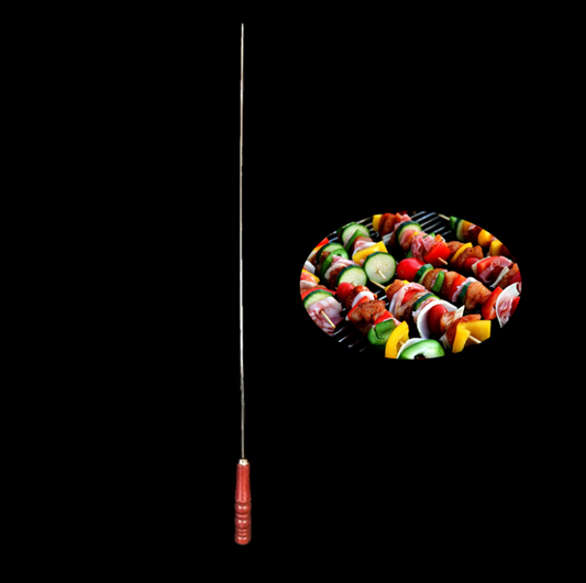 71 cm Long Metal BBQ Kebab Skewer Stick with Wooden Handle